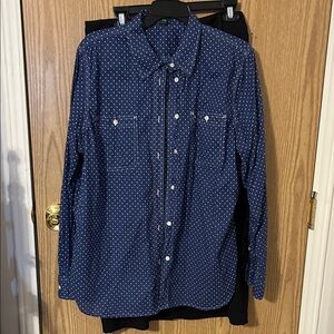 Denim & Supply Ralph Lauren Navy Polka Dot Button Down Shirt